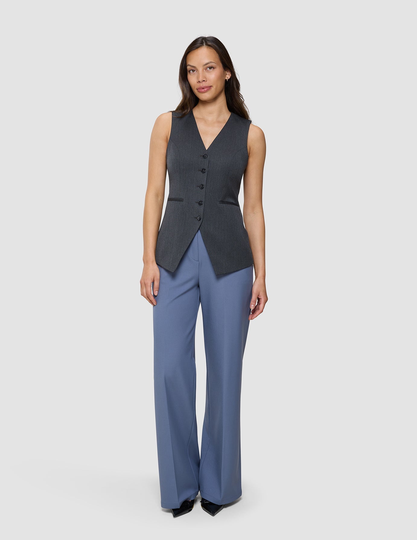 Women's Skye Long Vest Charcoal Melange